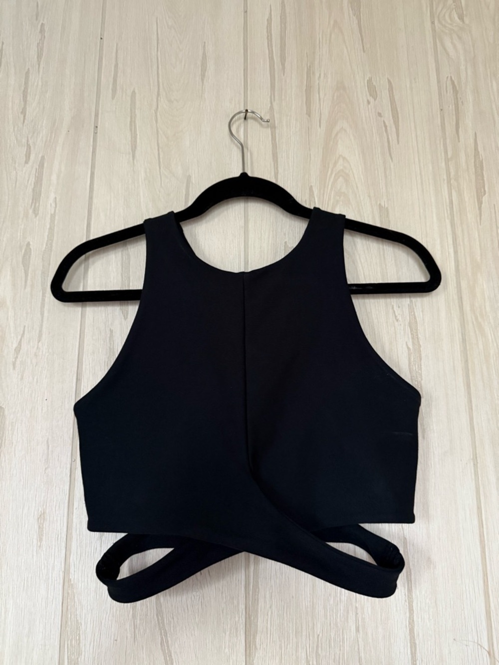 BECCA Black Cross Key Hole Back Crop Top